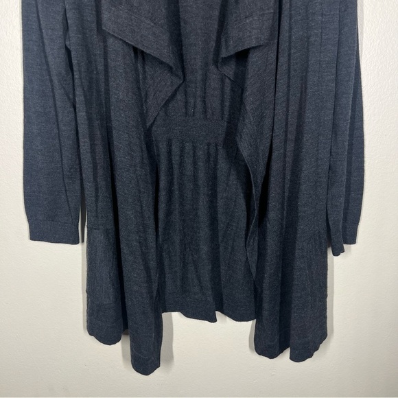 Theory Womens Maritza B Preen Open Wool Cardigan Sweater Size Large Dark Gray - Picture 3 of 11